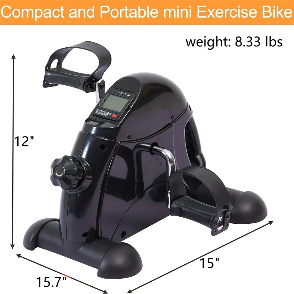 Eotvia under Desk Bike Pedal Exerciser, Mini Exercise Bike Portable Peddler with Digital Display, Black Leg/Arm Exercise Bike Foot Cycle with Adjustable Resistance/Non-Slip Pedals for Home Office