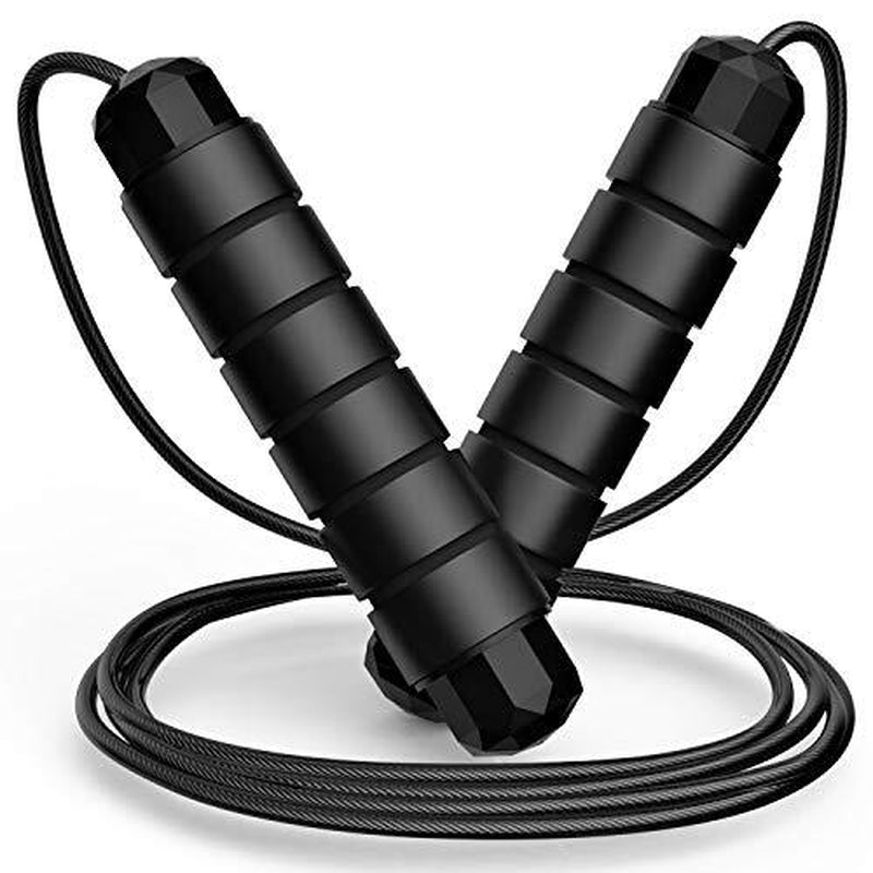 Jump Rope, Tangle-Free Rapid Speed Jumping Rope Cable with Ball Bearings Black