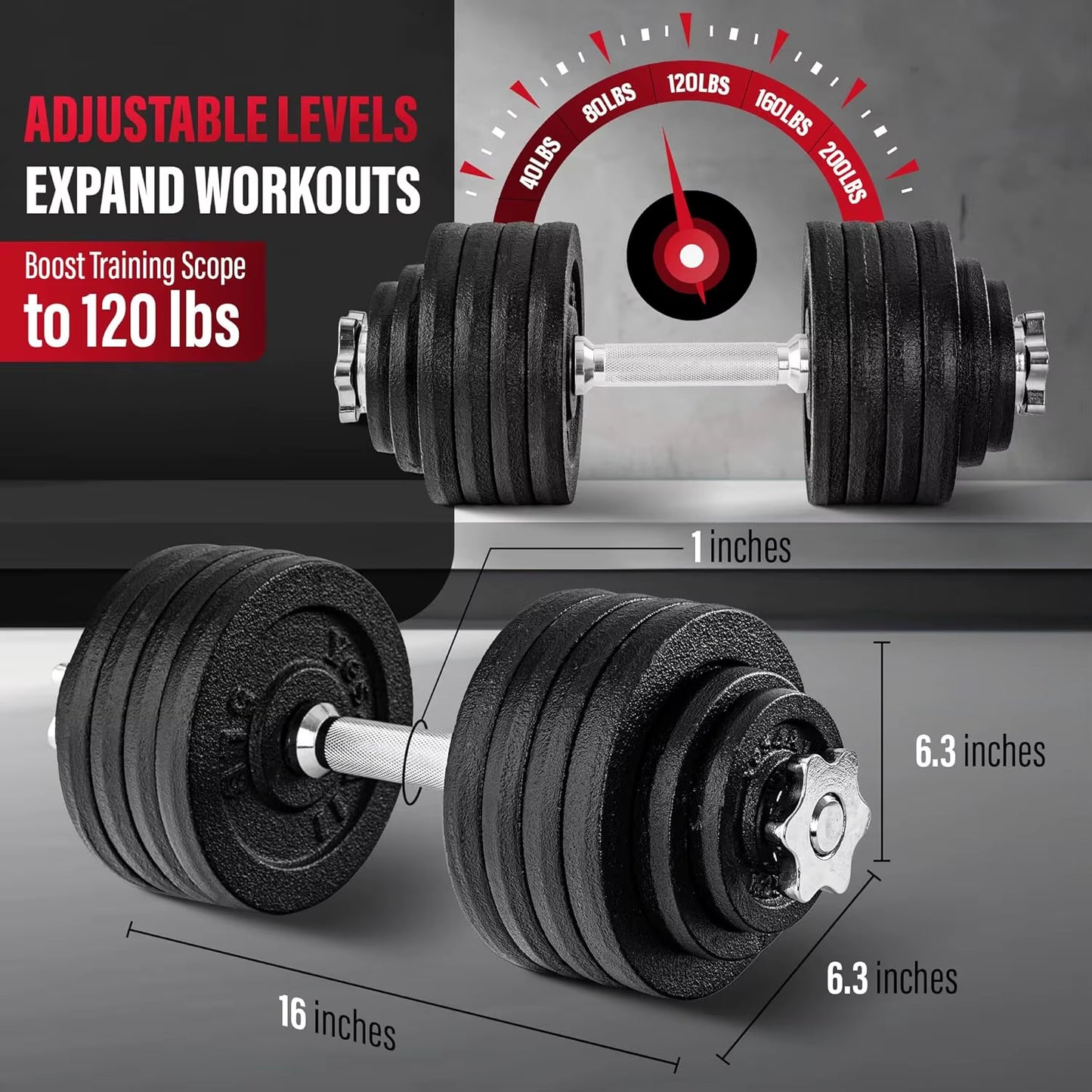 Dumbbell Adjustable - 105Lbs